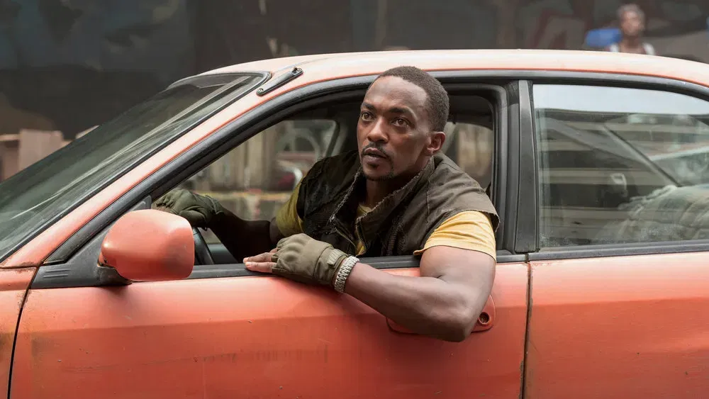 Anthony Mackie with his car Evelyn in Twisted Metal