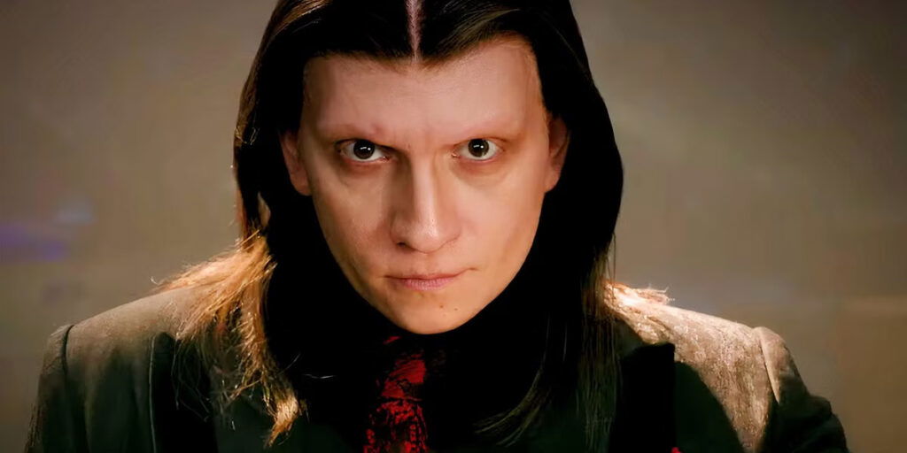 Anthony Carrigan announces the derby as Calypso with an intense look in his eyes