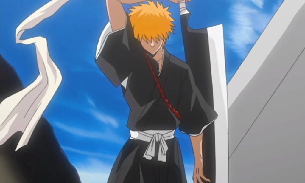Ichigo weilding his own Zanpakuto in Bleach