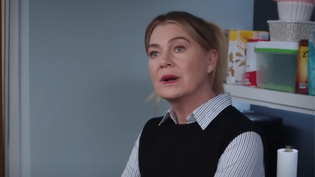 Ellen Pompeo talking to someone