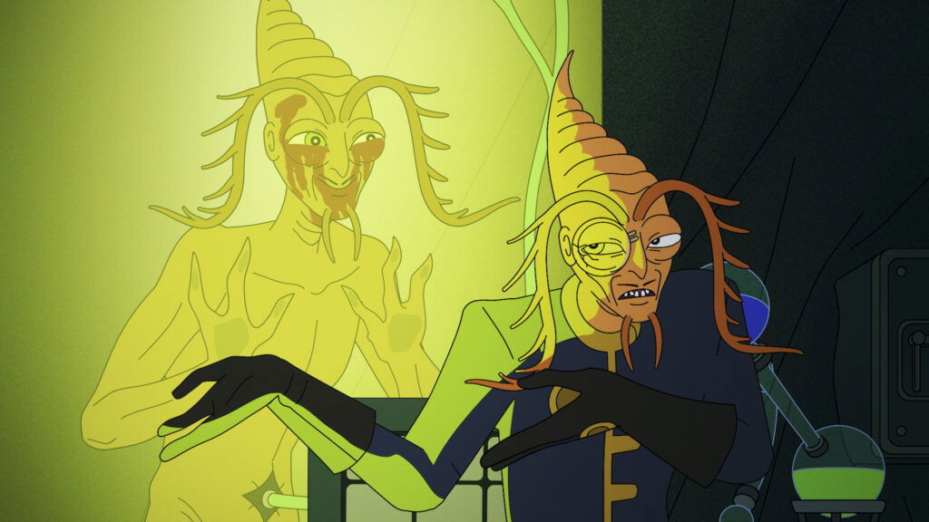 A still from The Second Best Hospital in the Galaxy featuring aliens