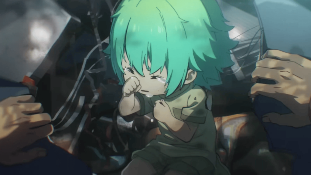 Not Lucky Cyan, X Is Responsible for the Only Happy Ending We Got in 'To Be Hero X' 3 A young Lucky Cyan crying in her story trailer for To Be Hero X.