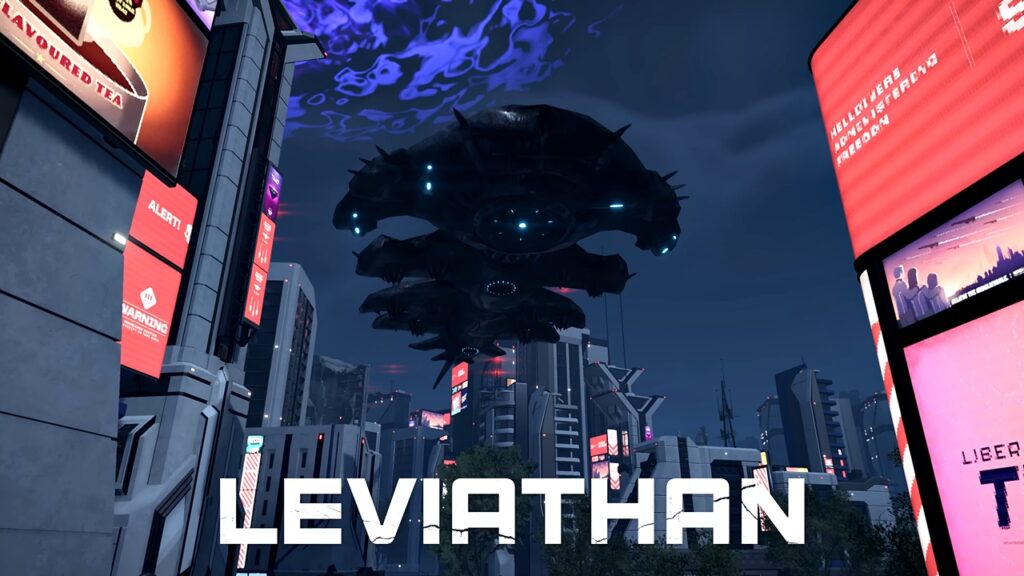 Helldivers 2 screenshot showcasing the Leviathan, a flying Illuminate unit.