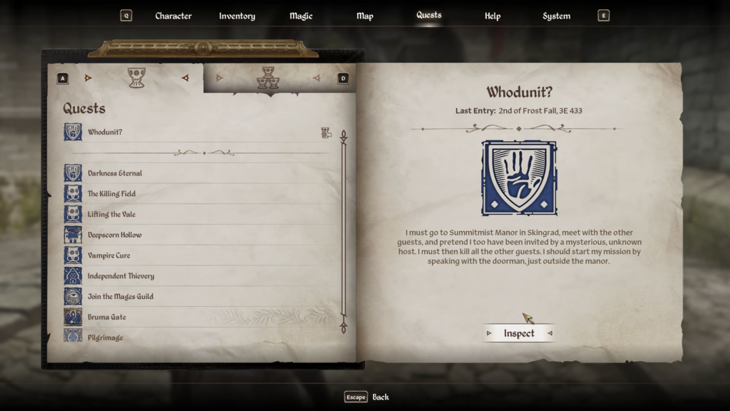 The Whodunit? quest in The Elder Scrolls 4: Oblivion Remastered.