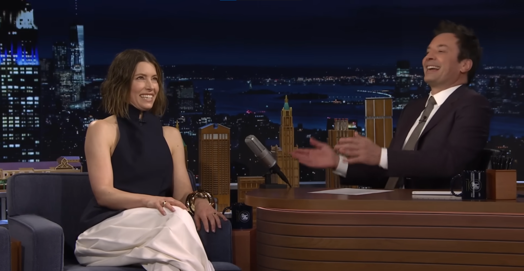 Jessica Biel with Jimmy Fallon