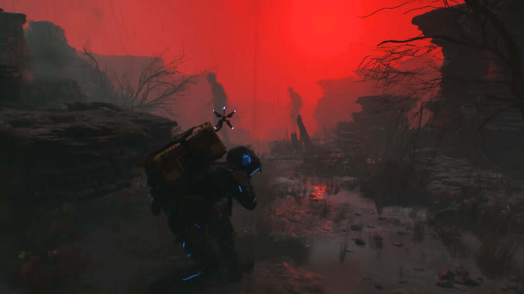 How a Shocking Death Scare Fueled Death Stranding 2’s Biggest Buzz Yet 2 Death Stranding 2 trailer screenshot showcasing an eerie sequence from the game featuring a sky turned blood red.