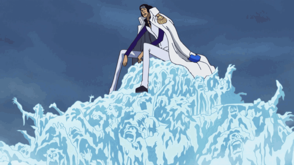 One Piece: Why Everyone Is Wrong About Kuzan’s True Allegiance That May Be Oda’s Biggest Challenge 1 Kuzan sits on a pile of bodies he froze in One Piece.