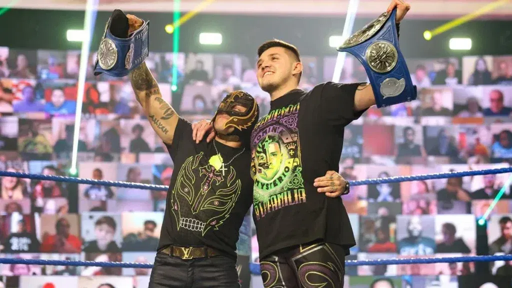 Rey Mysterio with his son Dominik Mysterio. 