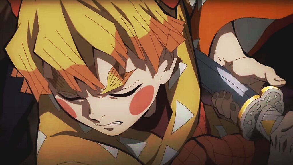 Zenitsu fighting while asleep