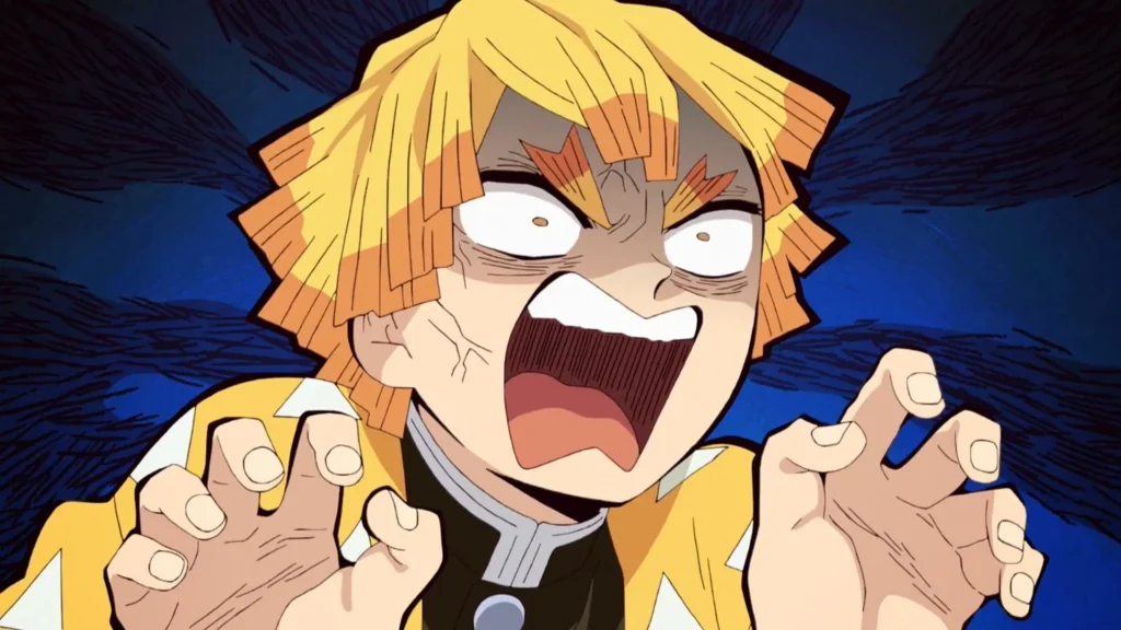 Zenitsu being angry in Demon Slayer