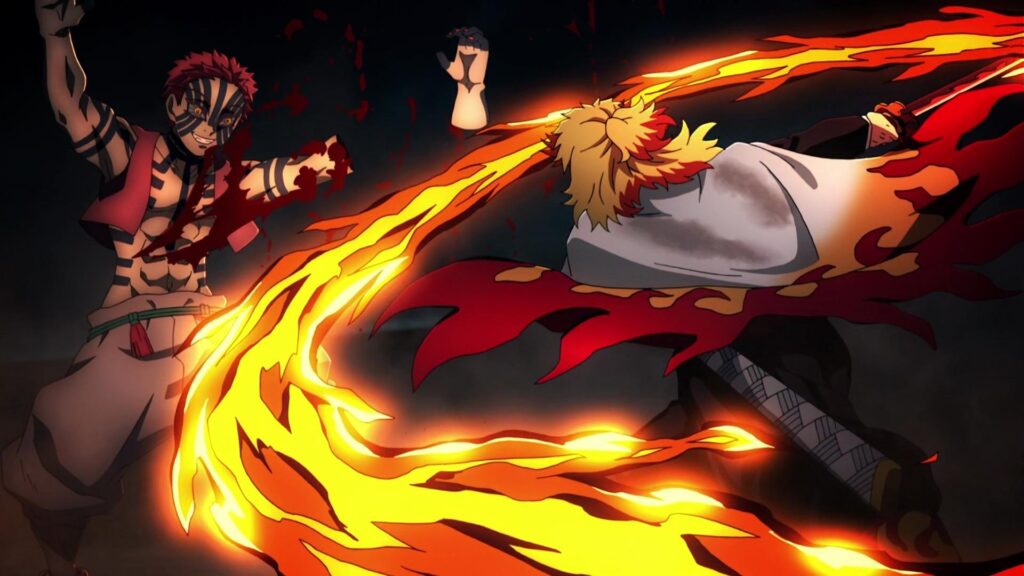 One Major Flaw in ‘Demon Slayer’ Leaves Many of Its Characters Feeling Hollow 3 Rengoku attacks AKaza with his flames in Demon SLayer