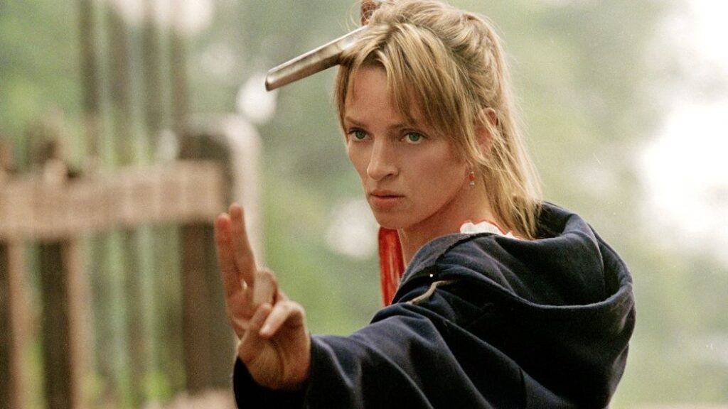 Quentin Tarantino Used Madonna to Make Salma Hayek Face Her Worst Nightmare in This $59M Cult Classic 2 Uma Thurman striking a fighting pose in a still from Kill Bill.