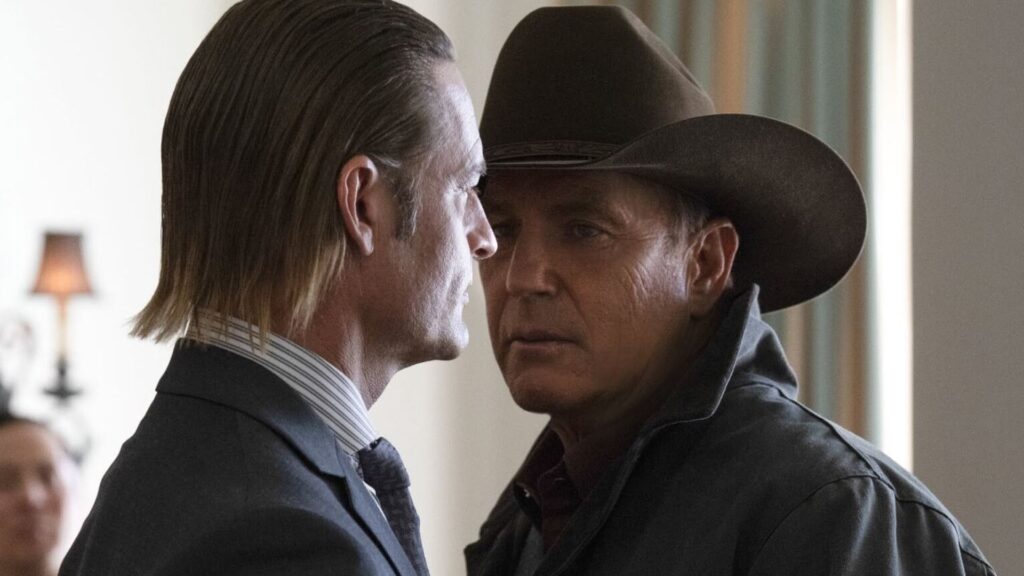 Kevin Costner and Josh Holloway still from Yellowstone Season 03 episode 10
