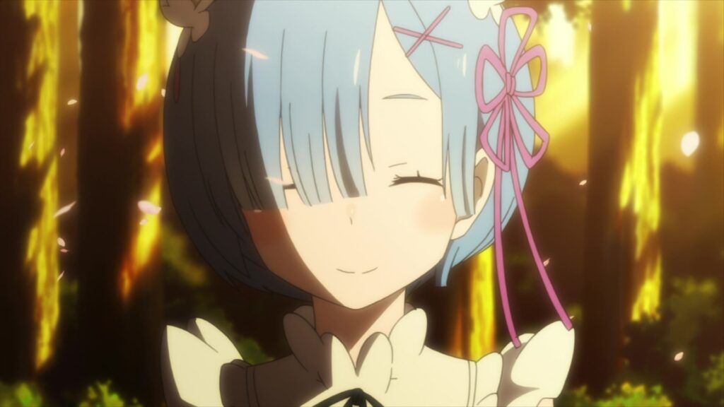 The Real Reason Why ‘Re:Zero’ Stands Out Is Because It’s Not an Isekai at All 9 Rem has a smile on her face and her eyes are closed in Re:Zero