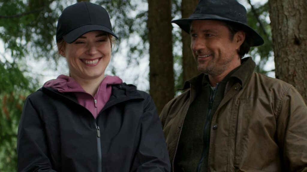 'Virgin River' Season 7: Everything We Know So Far 12 Martin Henderson and Alexandra Breckenridge smiling and giggling