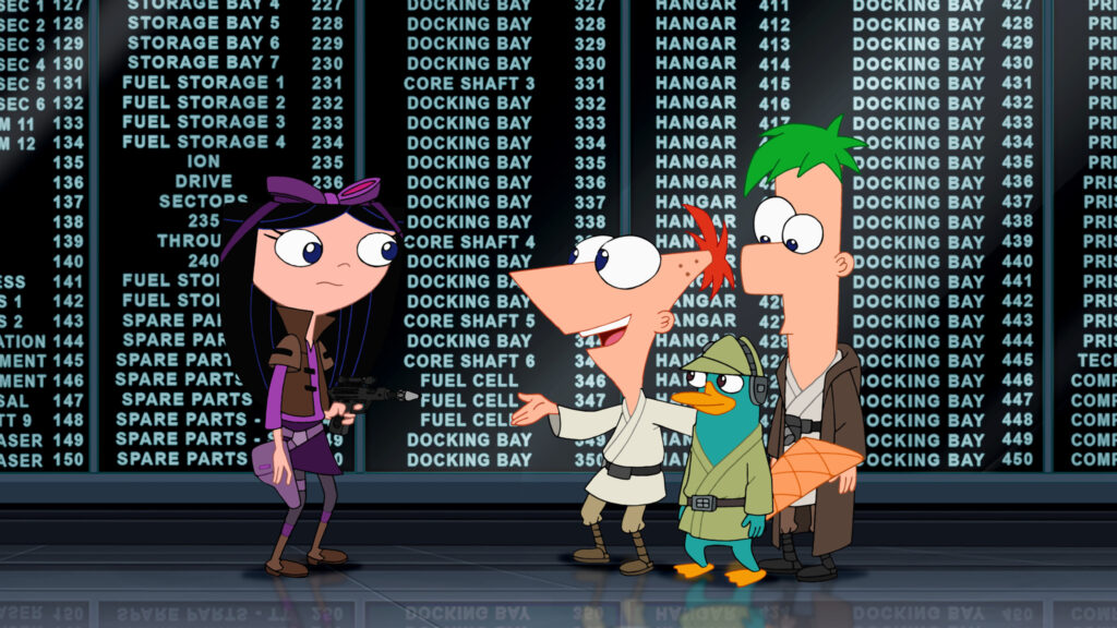 Vincent Martella in PHINEAS AND FERB - "Phineas and Ferb Star Wars" - An adventure and action-filled television special, "Phineas and Ferb: Star Wars," is set to premiere SATURDAY, JULY 26 (9:00-10:00 p.m., ET/PT) on Disney Channel.  The story is set a couple summers ago in a galaxy far, far away when Phineas, Ferb and the gang are in a parallel universe -- during Star Wars Episode IV: A New Hope.  Iconic Star Wars characters Luke Skywalker, Darth Vader, Han Solo, Princess Leia, Chewbacca, C-3PO and R2-D2 are featured in this special event programming. (DISNEY XD).ISABELLA, PHINEAS, PERRY THE PLATYPUS, FERB