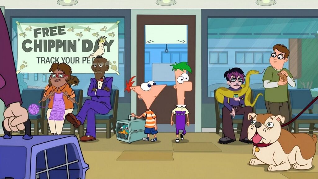 Phineas (Vincent Martella) goes to the vet with Perry the Platypus