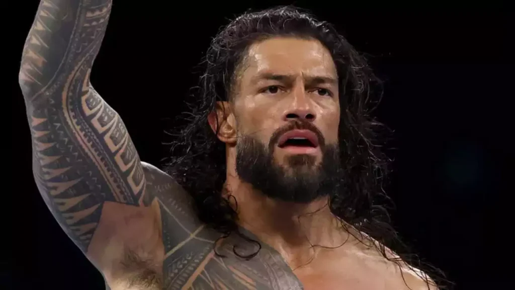 Roman Reigns celebrating a victory.