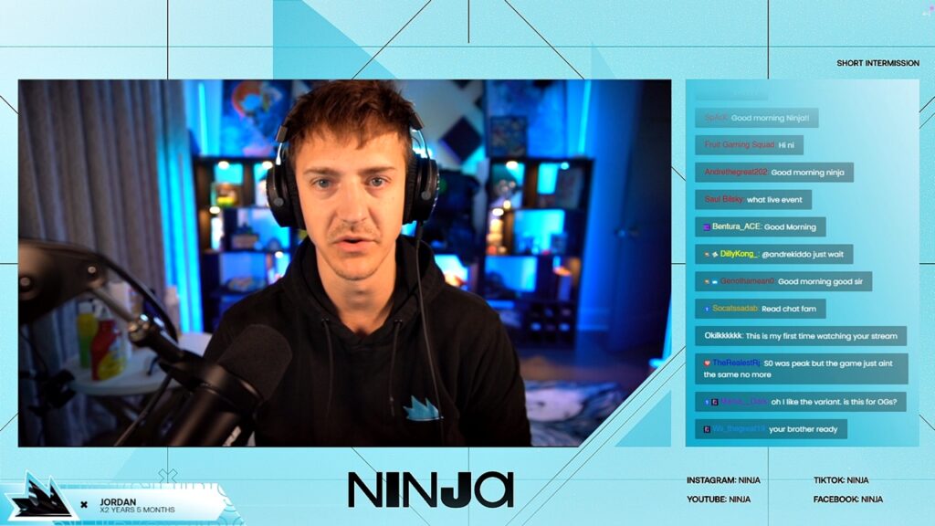 A screenshot of Ninja during his Marvel Rivals retirement stream.