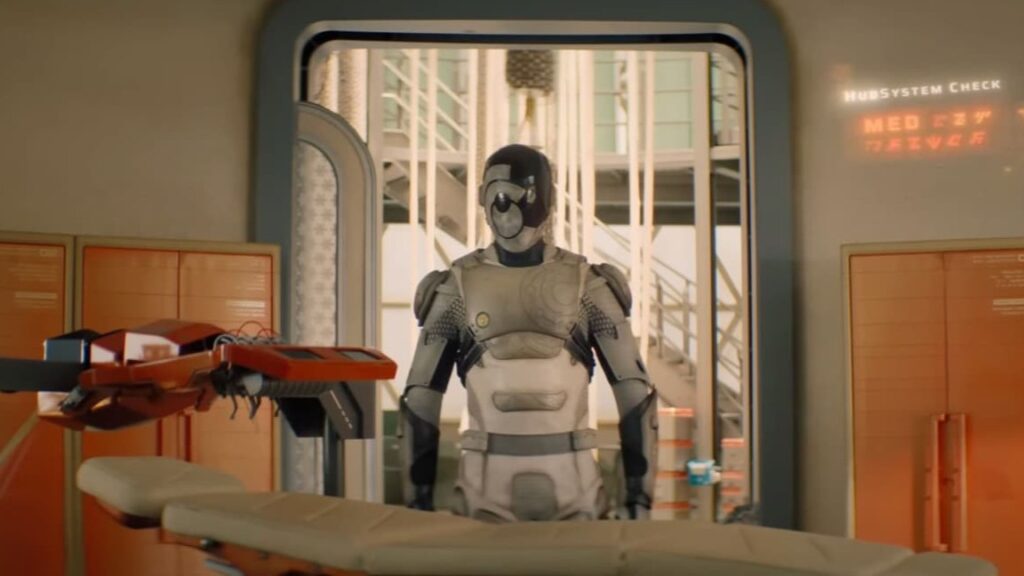 20 Absolutely Best TV Shows to Watch Right Now (June 2025) 64 Murderbot stands in what appears to be a medical or scientific facility.