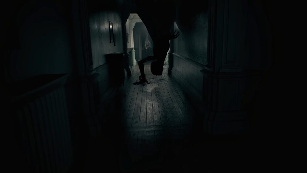 If Resident Evil Requiem Flops, I’m Personally Canceling Survival Horror Forever 5 Atmospheric horror corridor scene from Resident Evil Requiem trailer featuring a shadowy figure descending from the roof onto the floor.