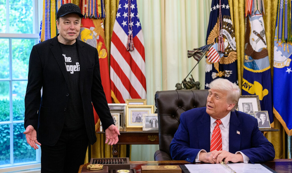 Joe Rogan's Unfiltered Reaction to Elon Musk's Twitter Feud With Donald Trump and Epstein's Files Claims 1 President Donald Trump participates in a press conference with departing DOGE adviser Elon Musk