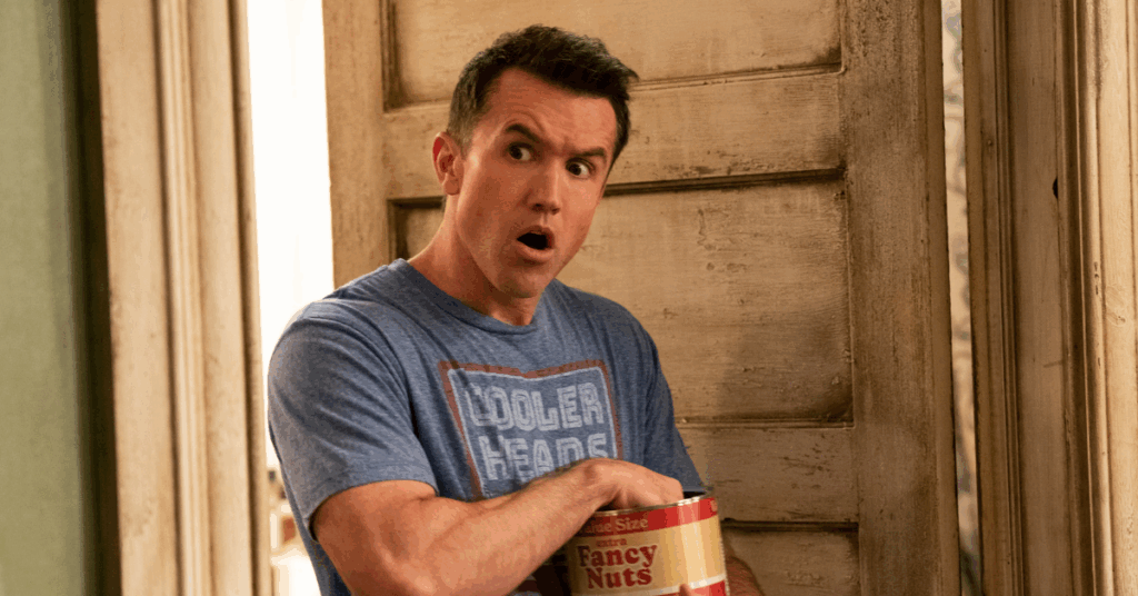 Rob McElhenny eating nuts out of a can. 