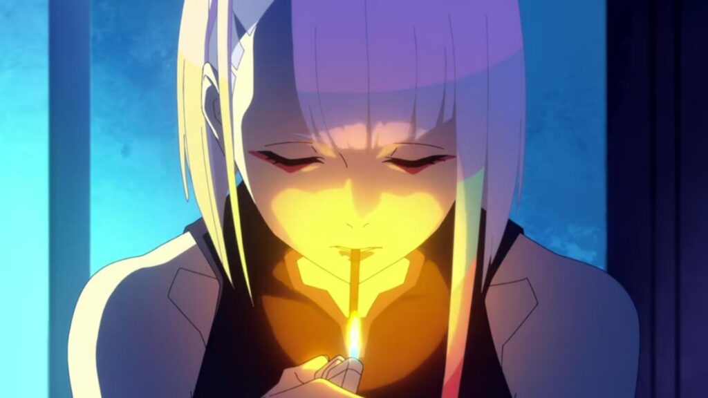This "Emotionally destructive" Anime with a 100% Rating on Rotten Tomatoes Should Never Get a Sequel 4 Lucy can be seen lighting a cigarette in Cyberpunk: Edgerunners