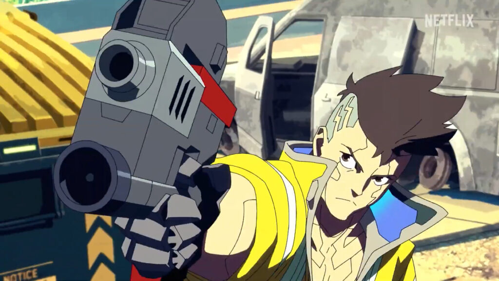 This "Emotionally destructive" Anime with a 100% Rating on Rotten Tomatoes Should Never Get a Sequel 1 David is pointing his gun at someone in a still from Cyberpunk: Edgerunners