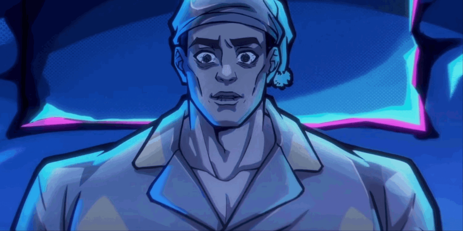 ‘To Be Hero X’ Thrives in Literally Breaking Its Own Tropes to Stand Out 6 Firm-Man struggling to sleep due to his powers in To Be Hero X.