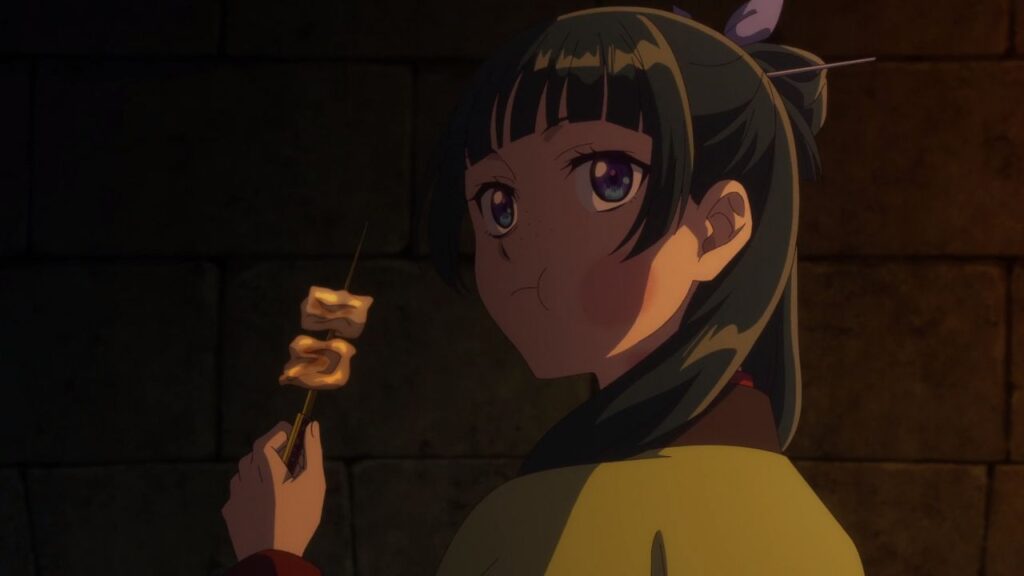 Jinshi Made a Surprise Appearance in 'The Apothecary Diaries' Season 2 Episode 21 4 Maomao eating snake meat in The Apothecary Diaries