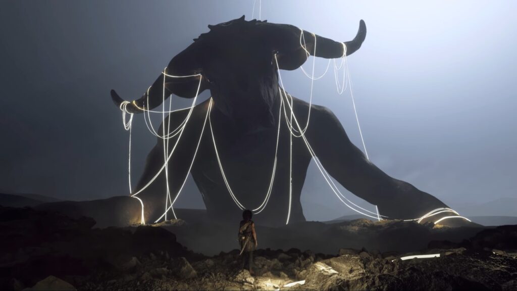 ‘Resonance: A Plague Tale Legacy’ Visuals Are So Brutally Extreme It May Dethrone Hellblade 2 8 Resonance: A Plague Tale Legacy trailer scene featuring a giant Minotaur creature, showcasing the upcoming game's visual prowess.