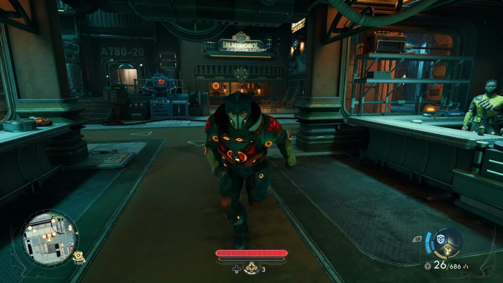 "Sounds boring… But it's in the game": The Outer Worlds 2 May Just Win Game of the Year Because of Their ‘Character Flaw’ Feature 5 The Outer Worlds 2 screenshot showing an armored enemy charge towards the player, as a result of the "Kleptomaniac" Flaw being triggered.