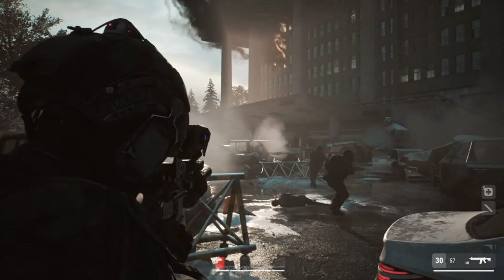 Ubisoft Take Notes: Mudang Two Hearts Is Exactly the Splinter Cell Remake I’ve Been Dreaming of 18 Ji Jeong Tae raining bullets on terrorists in Mudang Two Hearts.