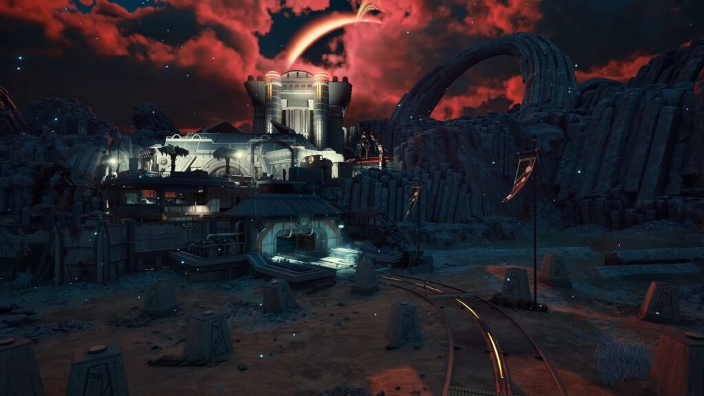 “Own thing with its own flavor”: The Outer Worlds 2 Is Crushing the Colony Design Helldivers 2 Fans Desperately Want 3 A dark, nighttime The Outer Worlds 2 screenshot showing the player traversing towards a building on a foreign planet.