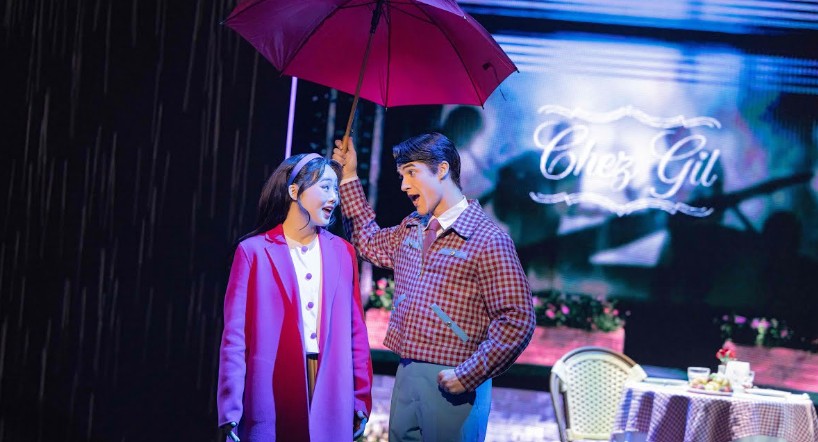Tony Awards 2025 Winner List: Finally a Happy Ending to Nicole Scherzinger 1 Scene from Maybe Happy Ending with the male lead holding an umbrella on stage.