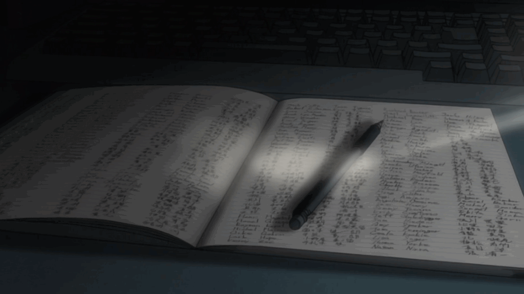 'Death Note' Voice Actor Exits Agency After Working With Them for 30 Years 7 Light fills up a couple of pages in the book with names of criminals