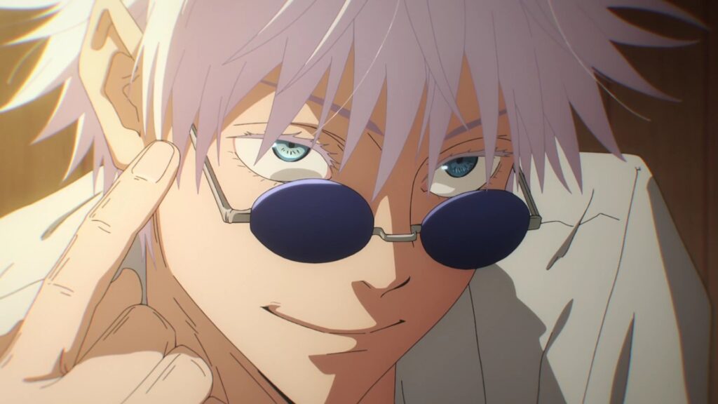 'The Apothecary Diaries' Is Perfect for Fans Missing Gojo 5 Gojo can be seen pushing down his sunglasses and peeping through them in JUjutsu Kaisen anime