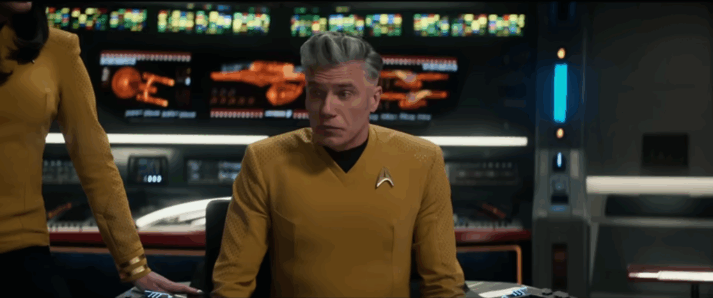 Anson Mount as Captain Pike on the bridge