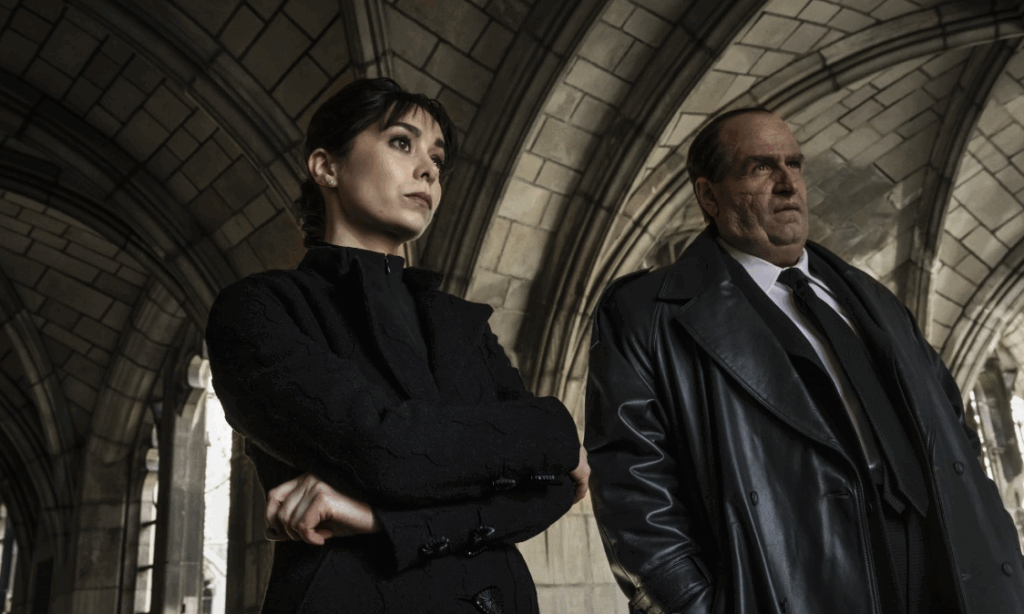‘The Penguin’ Season 2: Everything We Know So Far 2 Cristin Miloti as Sofia and Colin Farrell as Oz are both looking seriously at someone in the series The Penguin. Sofia has her arms crossed in front of her.