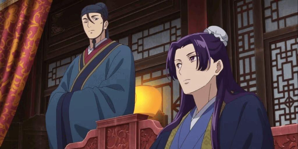 ‘The Apothecary Diaries’ Almost Killed Jinshi, but It Would Have Been Worse for Another Character 2 Gaoshun and Jinshi glancing at each other in The Apothecary Diaries.