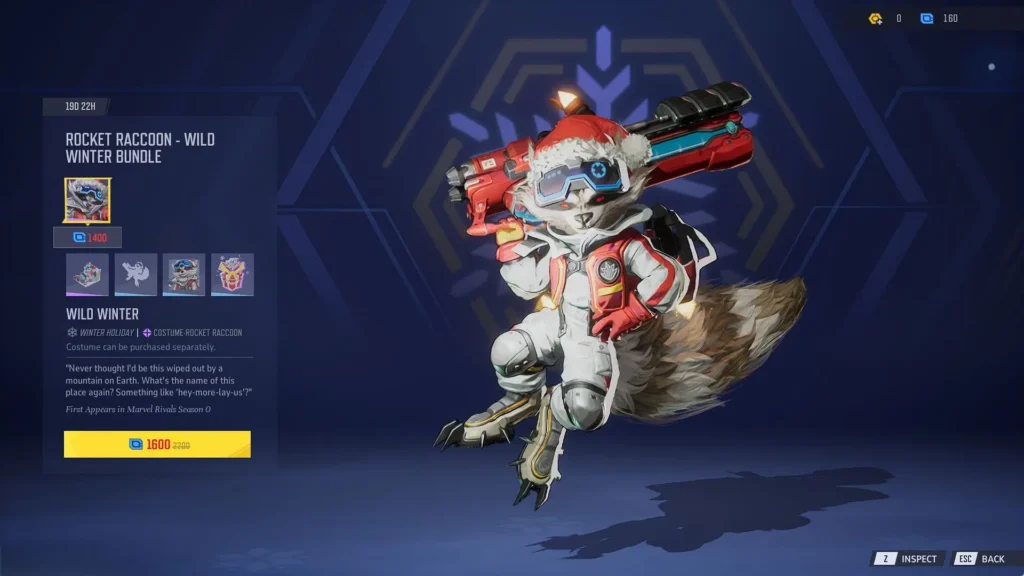 Marvel Rivals Earth-616 Bundles: Everything We Know 1 Rocket Raccoon Wild Winter bundle in Marvel Rivals