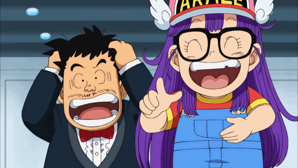 The Only Reason Akira Toriyama Started 'Dragon Ball' Was Because He Wanted to Quit Another Manga 5 Arale laughs at Mister Satan while Dr Senbe is worried