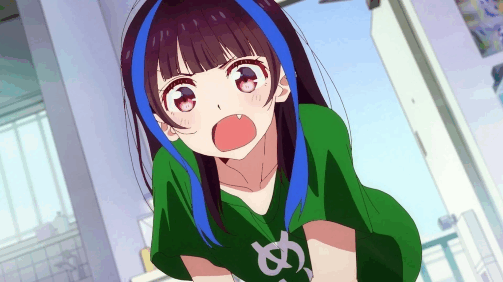 Mini Yaemori looking shocked and protesting.