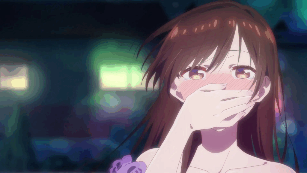 Chizuru Ichinose crying while stifling her sobs.