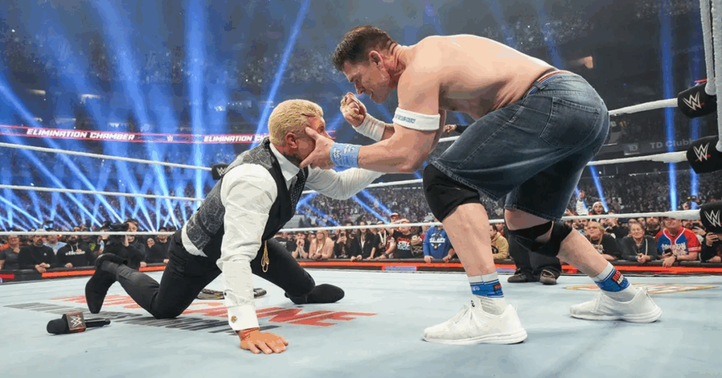 John Cena and Nikki Bella’s Relationship History: What Went Wrong? 5 John Cena beating up Cody Rhodes.