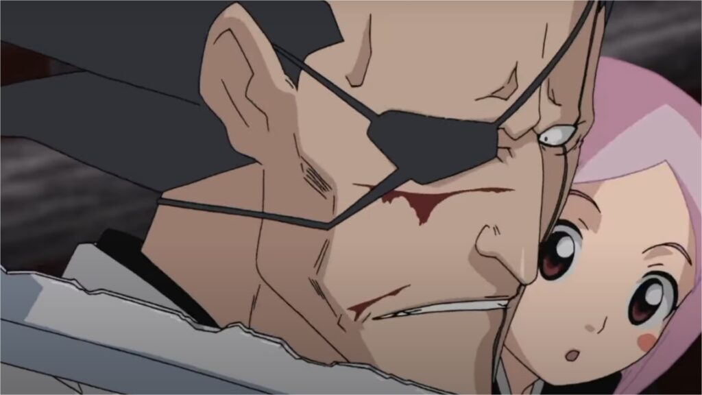 5 Anime Michael B. Jordan Could Nail as Live-Action Adaptations 9 Zaraki has a cut on his face thats bleeding and Yachiru is on his shoulder in Bleach