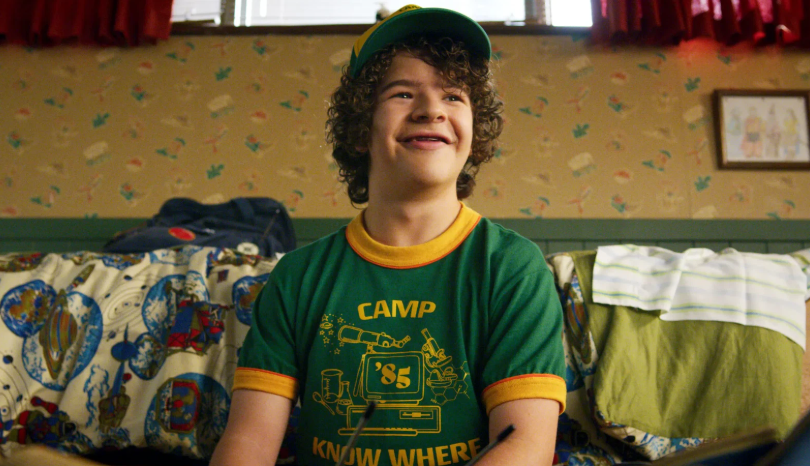 How Old Is ‘Stranger Things’ Cast: Actors’ Age in Season 1 and Season 5 4 Dustin Henderson is smiling broadly while wearing a green t-shirt.