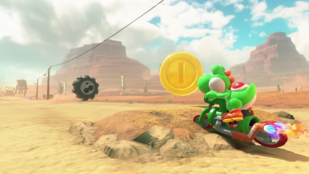 Mario Kart World’s Best Coin Farming Trick Doesn’t Even Involve Driving 17 Yoshi collecting coin in Mario Kart World