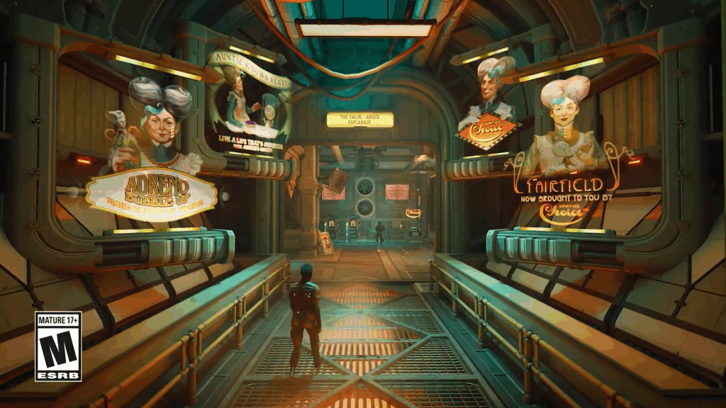 This Outer Worlds 2 Villain Might Be the Closest We’ve Come to Reviving a Certain Borderlands Legend 23 A still from The Outer Worlds 2 showing some advertisements.